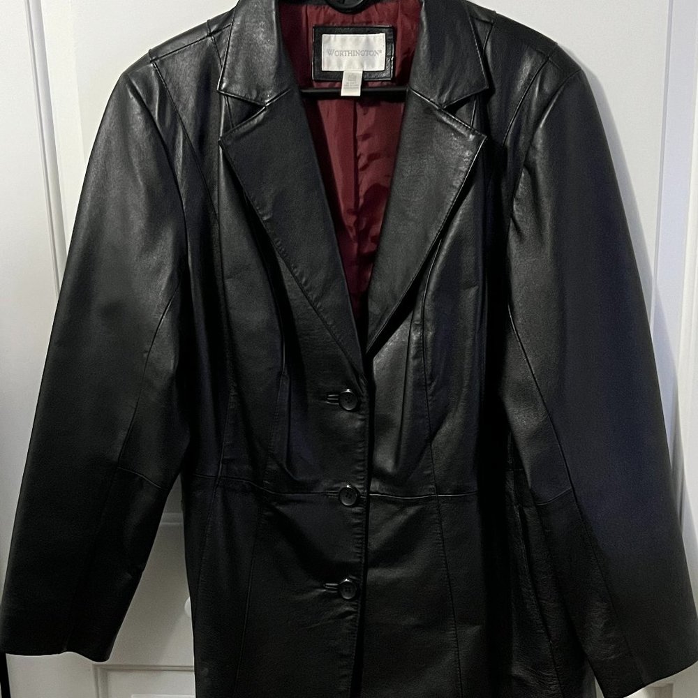 Women's leather Black coat/Worthington